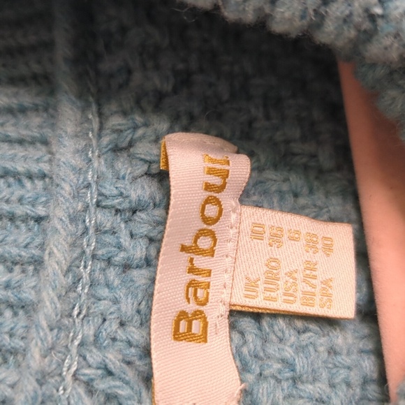 Barbour Turquoise Cable Knit Turtleneck Sweater Size 6 - Picture 4 of 10